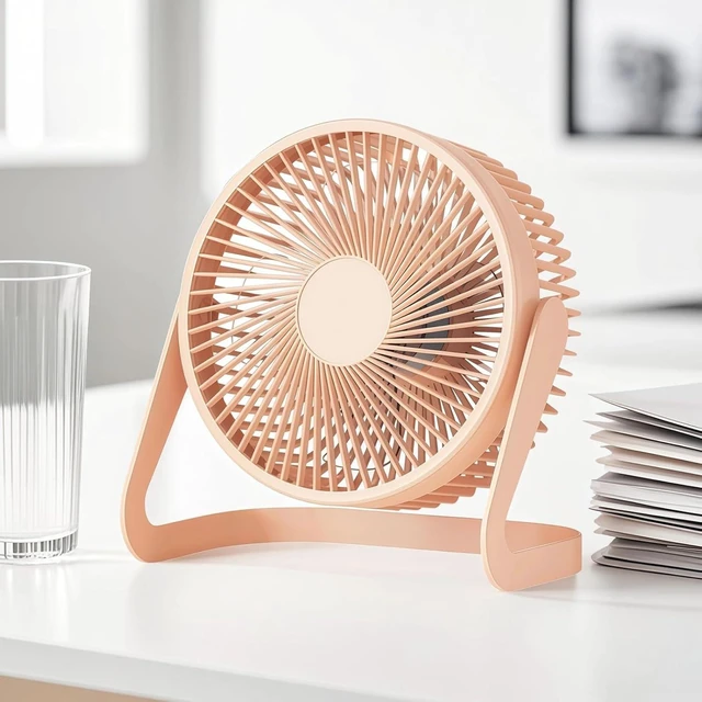Alt view image 3 of 5 - Usb-Powered 8 In Desktop Fan With Adjustable Angle, Efficient 2-Speed, Quiet And Portable For Classroom, Study, Or Bedroom, Orange