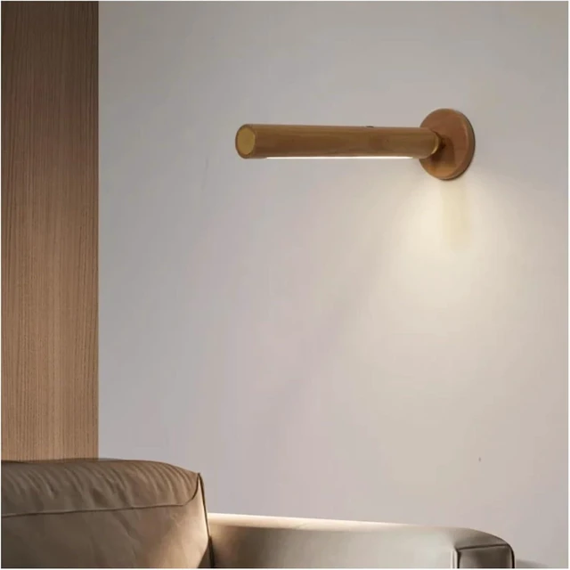 Alt view image 4 of 7 - 360° Rotatable Magnetic Wooden Wall Lamps - USB Rechargeable Touch Dimming LED Lights for Bedroom, Bedside & Home Ambient Lighting