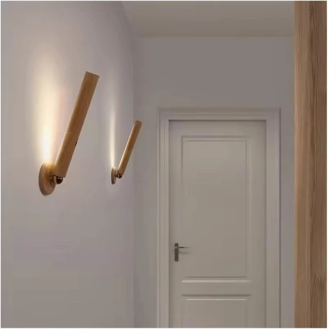 Alt view image 6 of 7 - 360° Rotatable Magnetic Wooden Wall Lamps - USB Rechargeable Touch Dimming LED Lights for Bedroom, Bedside & Home Ambient Lighting