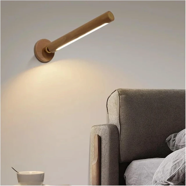 Alt view image 5 of 7 - 360° Rotatable Magnetic Wooden Wall Lamps - USB Rechargeable Touch Dimming LED Lights for Bedroom, Bedside & Home Ambient Lighting
