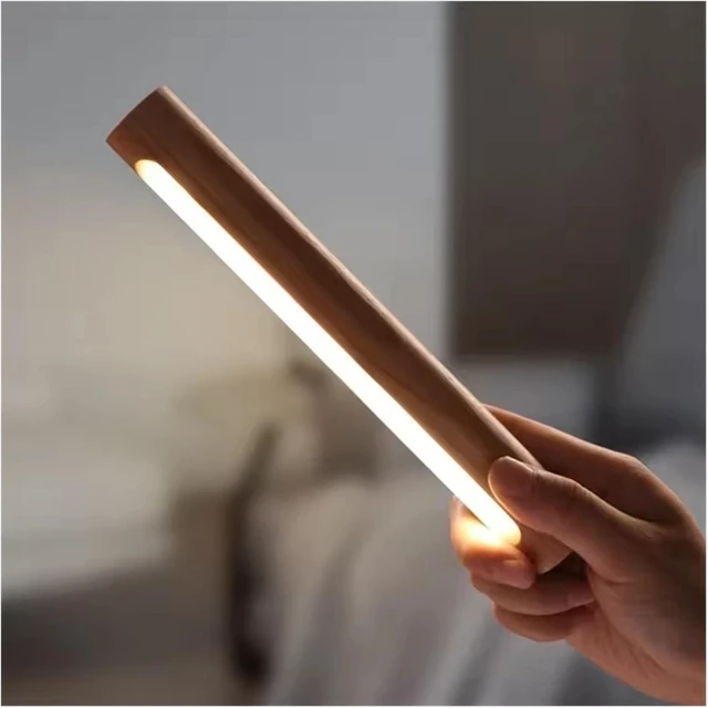 Alt view image 7 of 7 - 360° Rotatable Magnetic Wooden Wall Lamps - USB Rechargeable Touch Dimming LED Lights for Bedroom, Bedside & Home Ambient Lighting