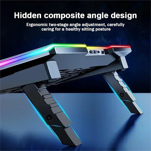 Alt view image 3 of 5 - RGB Colorful Light Air Cooled Fans Laptop Cooling Pad Notebook Cooler High-Speed Cooling Radiator Computer Cool Heat Dissipation(BM-Silver)