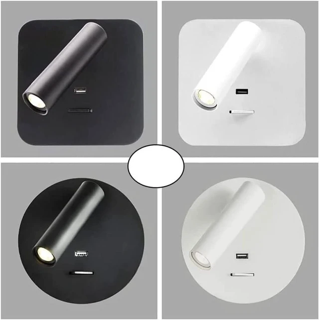 Alt view image 4 of 7 - Bedroom Focused Reading Light with Spotlight Wall Lamp USB Charging Port and Switch for Living