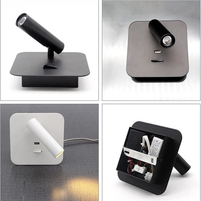 Alt view image 5 of 7 - Bedroom Focused Reading Light with Spotlight Wall Lamp USB Charging Port and Switch for Living