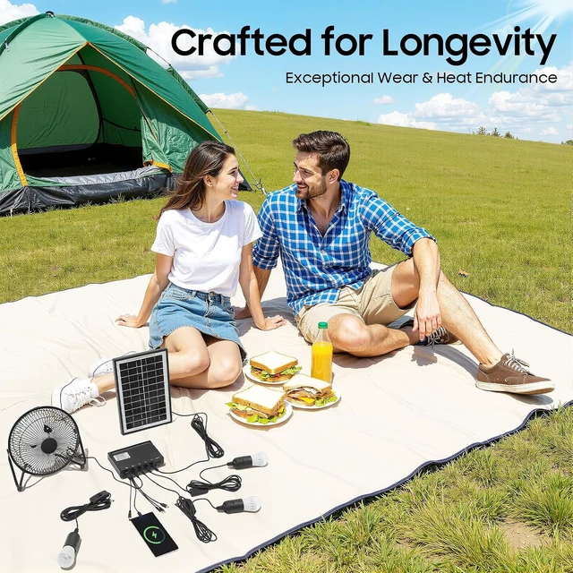 Alt view image 5 of 7 - Solar Lighting & Fan Kit, Solar Powered Fan with 3 Bulbs, Lighting & Fans Dc System Kit for Home Lighting Outdoor Camping Garden, with USB Charger System