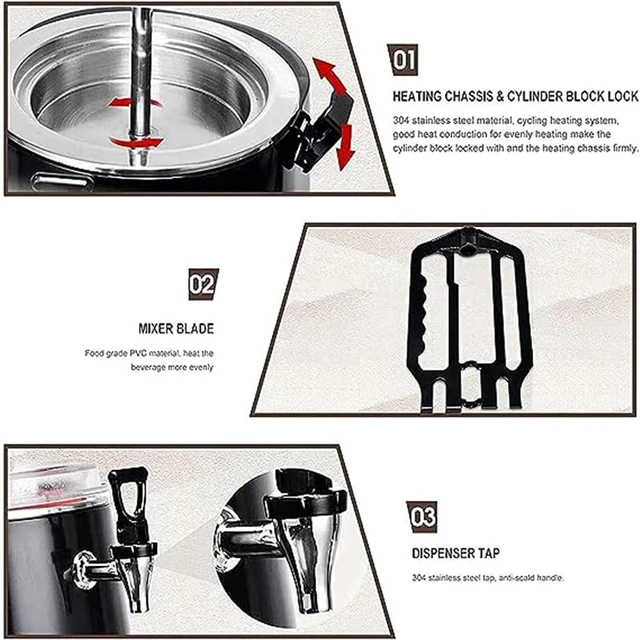 Alt view image 7 of 7 - Electric Chocolate Melting Machine, Commercial Hot Chocolate Dispenser, Heating Range 30°C ~-90°C, for Hotels Restaurants Bakeries Cafes(10L)