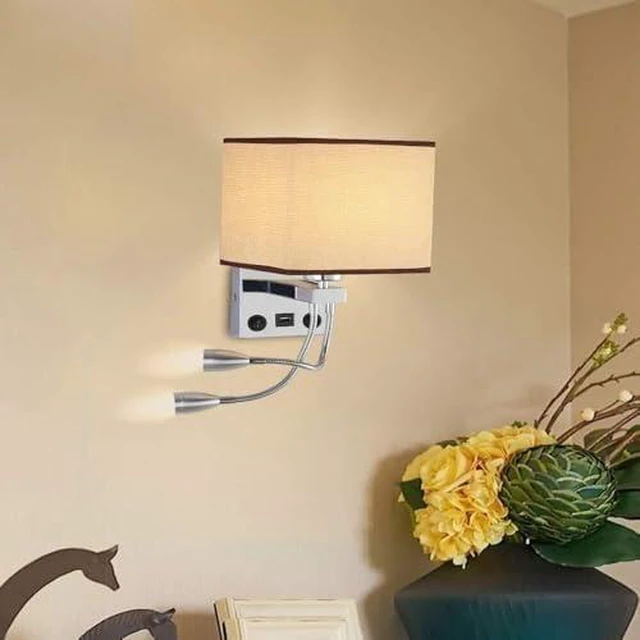 Alt view image 4 of 7 - Adjustable Gooseneck E27 Socket Lamp with USB Port & Double Switches - Versatile Beige Desk Light for Home Office, Reading, and Nightstand Use