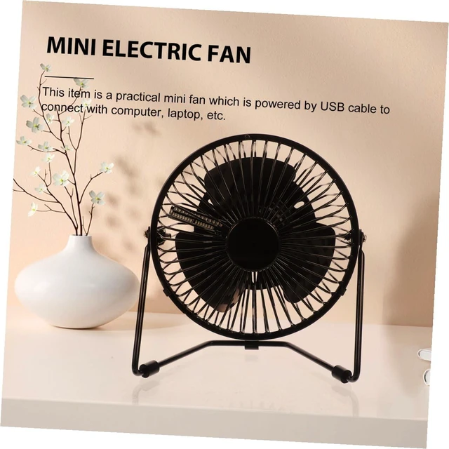 Alt view image 4 of 7 - Mini Desktop USB Clock Fan with LED Message and Temperature Display Portable Metal Frame Motor Rotation Quiet Cooling for Office and Home Use