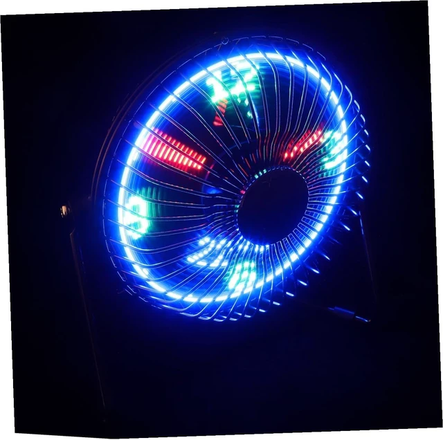 Alt view image 7 of 7 - Mini Desktop USB Clock Fan with LED Message and Temperature Display Portable Metal Frame Motor Rotation Quiet Cooling for Office and Home Use
