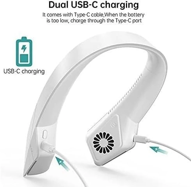 Alt view image 4 of 4 - Portable Neck Fan Neck Hanging Fans, Portable Rechargeable Fan Hand Free Sport Fan,3 Speeds