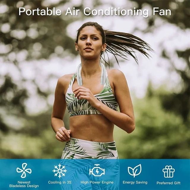 Alt view image 2 of 7 - Portable Neck Fan,Rechargeable 6000Mah Capacity Portable Bladeless Hanging Neck Fan,360° Airflow Blast Personal Fan for Your Neck,Wearable Cooler for Outdoor