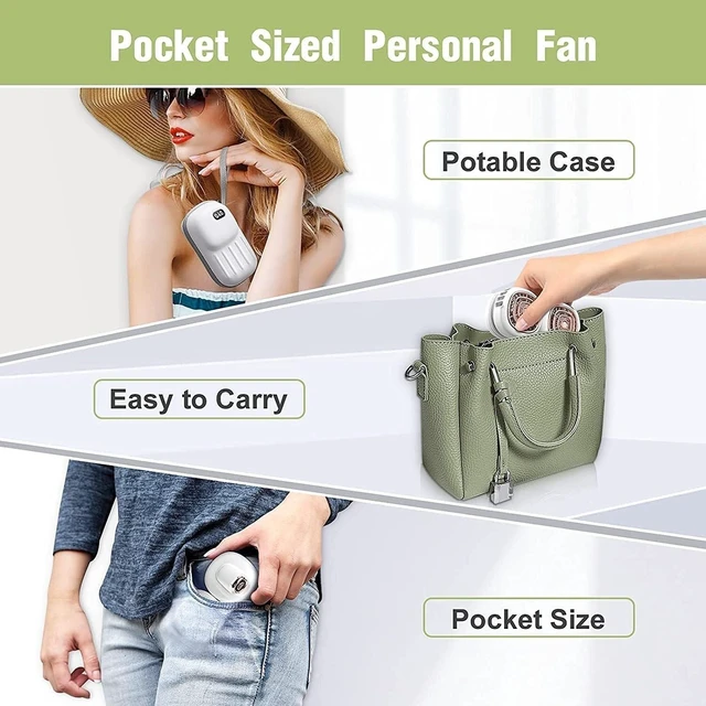 Alt view image 2 of 3 - Portable Personal Hanging Neck Fan with Storage Case, 360° Cooling Hands Free Hanging Neck Fan Battery Operated Wearable USB Fan Leafless Neck Band Fan for Office Home Travel
