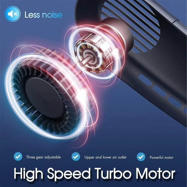 Alt view image 4 of 5 - Bladeless Cooling Neck Fan,Hands Free Semiconductor Cooling Chip Hanging Personal Fans, 4000 Mah Rechargeable Battery Powered,One Button Cooling Leafless Fan for Outdoor