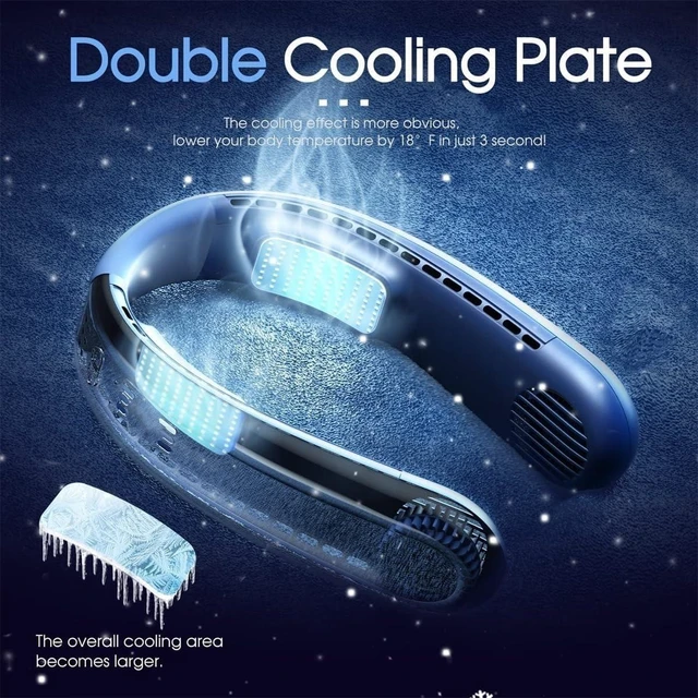Alt view image 5 of 5 - Bladeless Cooling Neck Fan,Hands Free Semiconductor Cooling Chip Hanging Personal Fans, 4000 Mah Rechargeable Battery Powered,One Button Cooling Leafless Fan for Outdoor