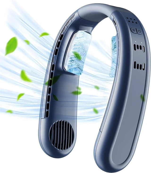 Alt view image 2 of 5 - Bladeless Cooling Neck Fan,Hands Free Semiconductor Cooling Chip Hanging Personal Fans, 4000 Mah Rechargeable Battery Powered,One Button Cooling Leafless Fan for Outdoor