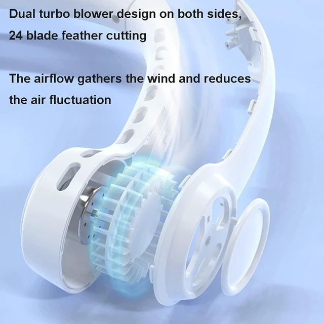 Alt view image 3 of 5 - Portable Bladeless Neck Fan, 4 Speeds Adjustable, USB Rechargeable Hanging Wearable Fan, Easy Carry, for Indoor & Outdoor