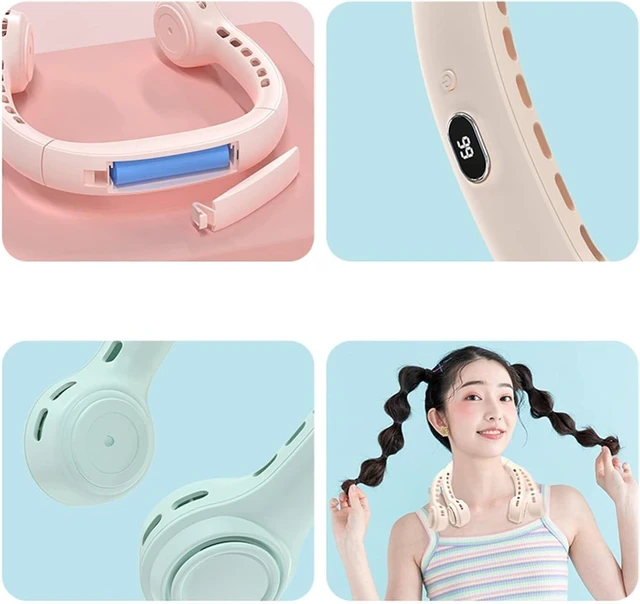 Alt view image 5 of 5 - Portable Bladeless Neck Fan, 4 Speeds Adjustable, USB Rechargeable Hanging Wearable Fan, Easy Carry, for Indoor & Outdoor