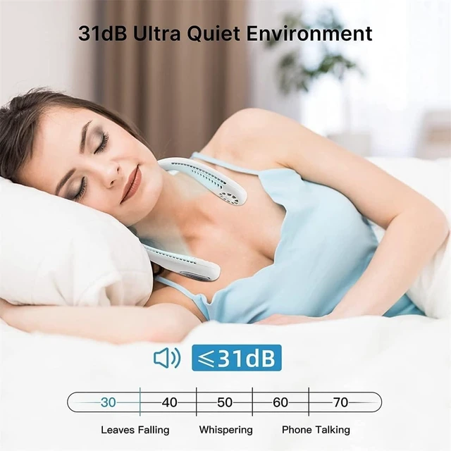 Alt view image 7 of 7 - Portable Neck Fan,Rechargeable 6000Mah Capacity Portable Bladeless Hanging Neck Fan,360° Airflow Blast Personal Fan for Your Neck,Wearable Cooler for Outdoor