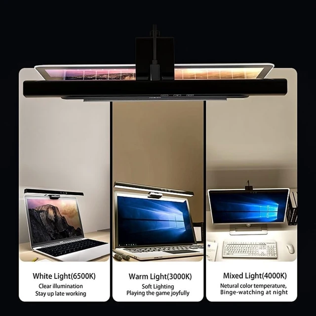Alt view image 2 of 7 - Modern Sn Eye Protection 5W Computer Monitor Hanging Lamp Laptop Dormitory Clip Timing Function Dimming