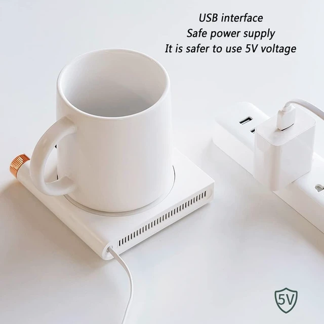 Alt view image 4 of 7 - Coffee Mug Warmer USB Smart Electric Cup Heater Beverage Heating Plate 5-Levels Knob Temperature Adjustment Auto Shut Off Small Portable Coaster for Coffee Milk Tea Cocoa (Color :) (Green)