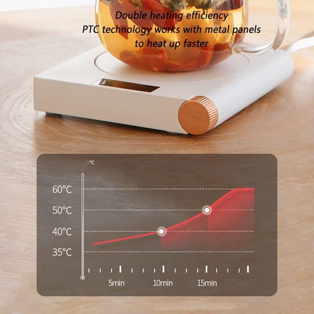 Alt view image 5 of 7 - Coffee Mug Warmer USB Smart Electric Cup Heater Beverage Heating Plate 5-Levels Knob Temperature Adjustment Auto Shut Off Small Portable Coaster for Coffee Milk Tea Cocoa (Color :) (Green)