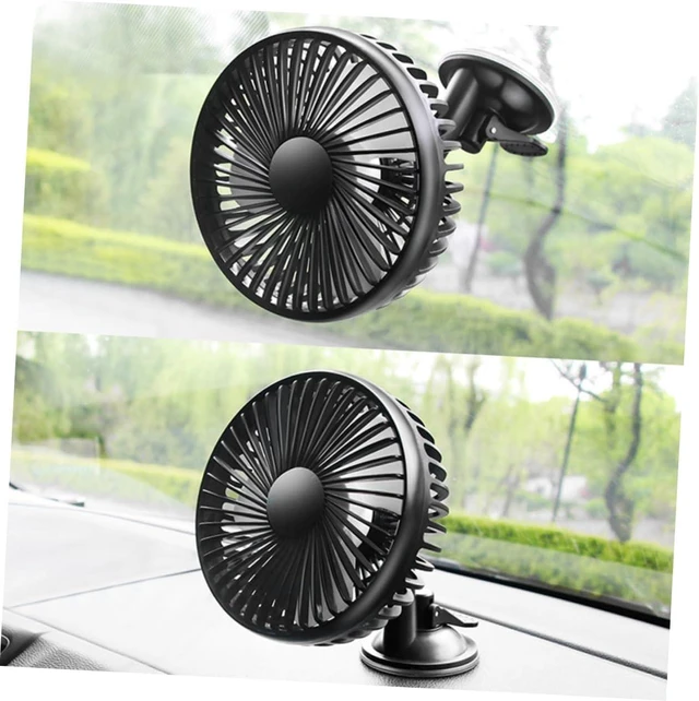 Alt view image 7 of 7 - Angoily 3 pcs USB Rechargeable Portable Mini Electric Car Fan Low Noise Adjustable Rotation for Cooling Cars and More Black