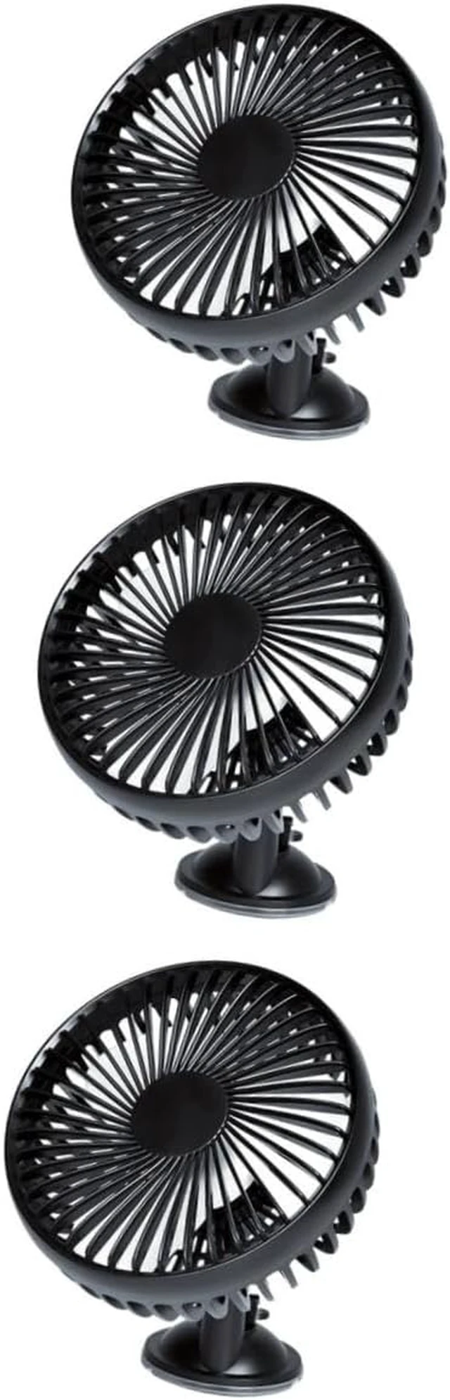 Main image of Angoily 3 pcs USB Rechargeable Portable Mini Electric Car Fan Low Noise Adjustable Rotation for Cooling Cars and More Black