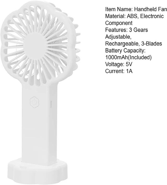 Alt view image 2 of 3 - USB Fan Adjustable Release Summer Heat Low Power Consumption Button Switch Handheld Fan Outdoor Accessory(White)