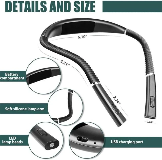 Alt view image 2 of 7 - Neck Reading Light Neck Lights Handsfree Book Light Read Lamp Portable USB Rechargeable Book Lighting (Color : E, Size : As Shown)