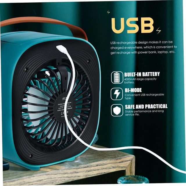 Alt view image 4 of 7 - 1set Usb Desk Fan Compact Cooling Fan for Home and Office Usb Rechargeable Speed Quiet Operation