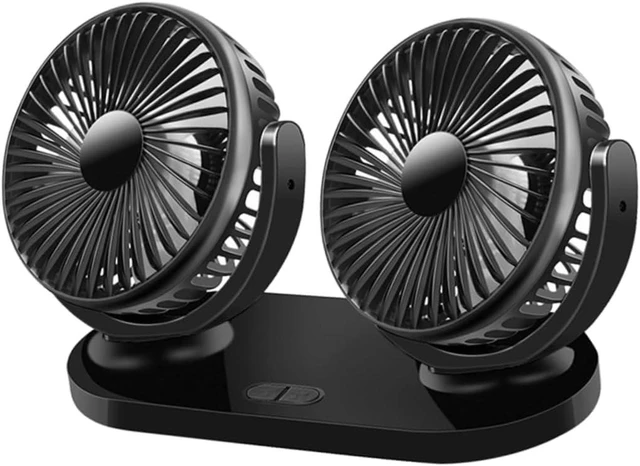 Main image of ARTIBETTER Double Headed Car Fan Portable Adjustable Cooling Fan for Vehicle and Truck Black Dual Head Air Circulator for Backseat Use