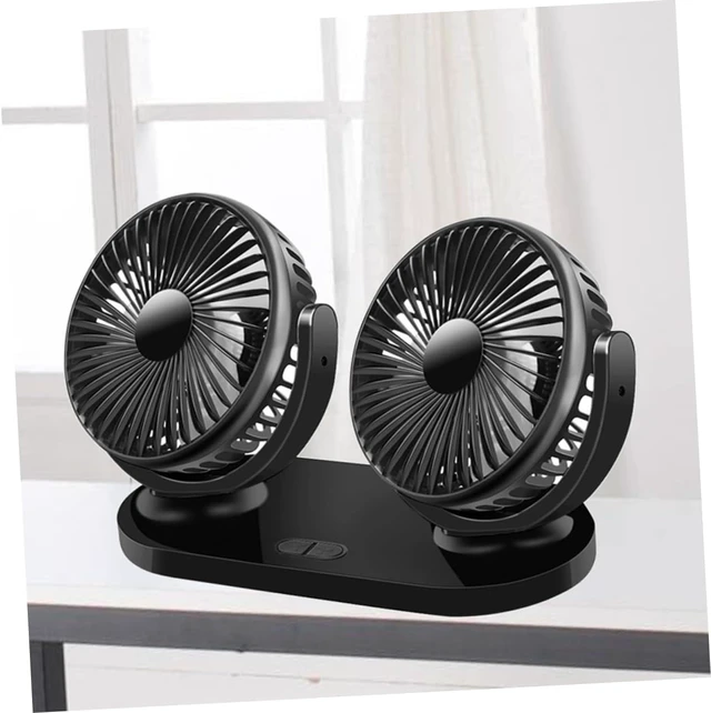 Alt view image 7 of 7 - ARTIBETTER Double Headed Car Fan Portable Adjustable Cooling Fan for Vehicle and Truck Black Dual Head Air Circulator for Backseat Use