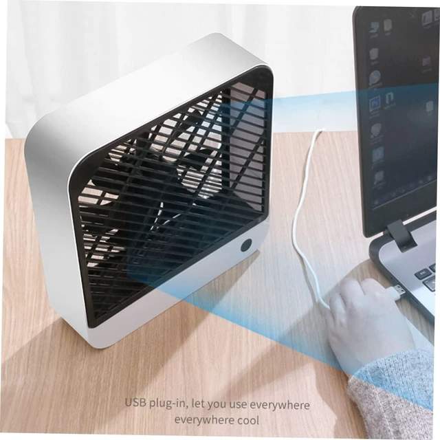 Alt view image 3 of 7 - Garneck 1pc Usb Mini Desk Fan Quiet Rechargeable Battery Operated Fan for Home Office and Dorm Use Portable Cooling Long Battery Life White