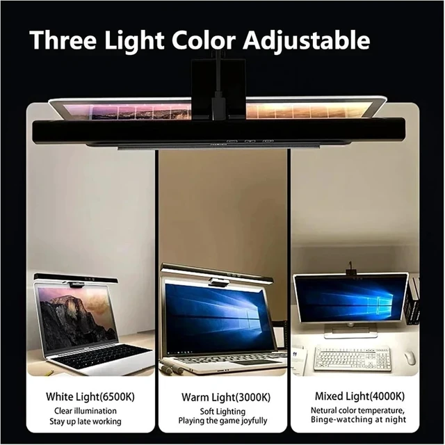 Alt view image 4 of 6 - 33cm 50cm LED Computer Screen Light Hanging Desk Lamp USB Plug in Monitor Bar Lights Dimmable 3 Colors Office Study Reading Lamp(50cm)