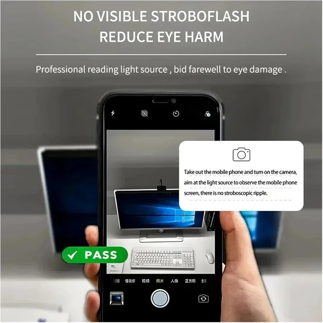 Alt view image 5 of 6 - 33cm 50cm LED Computer Screen Light Hanging Desk Lamp USB Plug in Monitor Bar Lights Dimmable 3 Colors Office Study Reading Lamp(50cm)