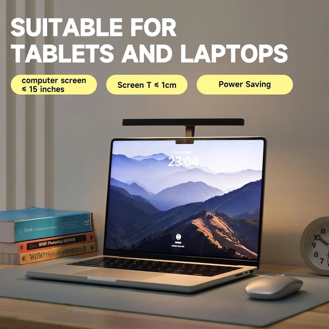 Alt view image 2 of 7 - AUCAS USB - Connected LED Light Strip for Laptop Monitors & Tablets, Neutralizes Blue Light, Stepless Dimming for Glare Free, Eye Friendly & Space Saving