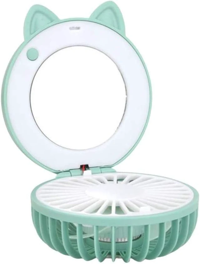 Main image of Makeup Mirror USB Charging Fan Electric silent Makeup Mirror USB Charging Fan Mini Fan Folding Fan for Home (Color : C)