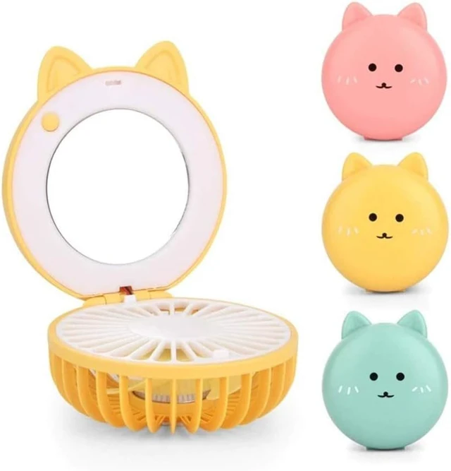 Alt view image 3 of 4 - Makeup Mirror USB Charging Fan Electric silent Makeup Mirror USB Charging Fan Mini Fan Folding Fan for Home (Color : C)