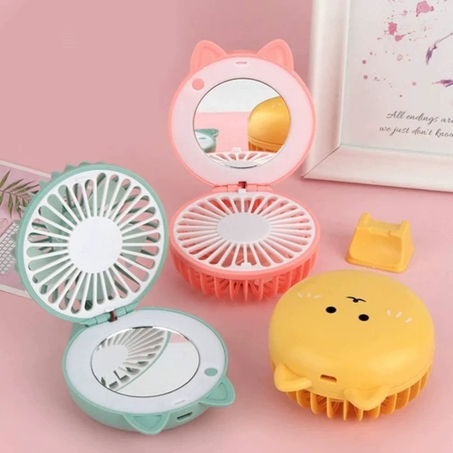 Alt view image 4 of 4 - Makeup Mirror USB Charging Fan Electric silent Makeup Mirror USB Charging Fan Mini Fan Folding Fan for Home (Color : C)