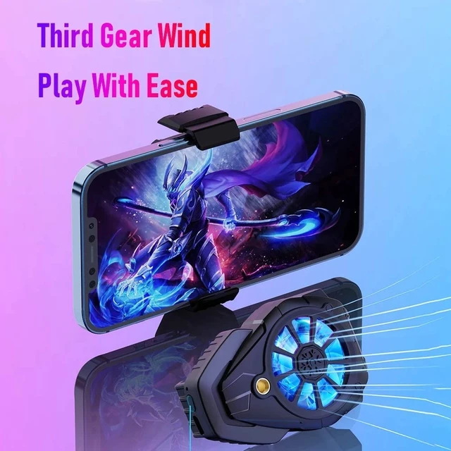 Alt view image 6 of 7 - Smart Phone Cooling Fan Radiator 3 Speed Adjustable for Mobile Gaming Gamepad Portable Universal Cooler Heat Sink