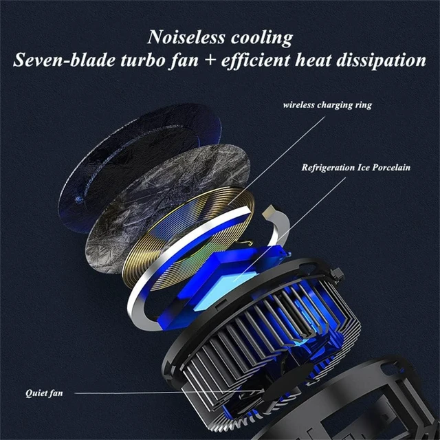 Alt view image 3 of 5 - Mobile Phone/Tablet Cooling Fan Radiator Turbo Game Cooler W/Charger Function Cool Heat Sink