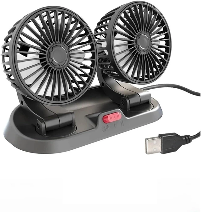 Main image of Car Fan 360° Adjustable 3 Head Air Fan Automotive Electric Fan USB/12V/24V Fan 2 Speeds Car Silent Fan For Home Desk Office&Car(2 Head 5V USB)