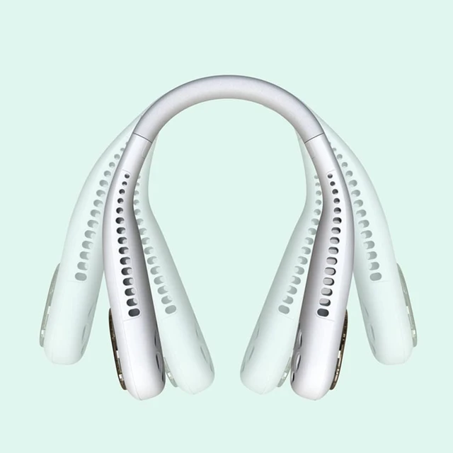 Alt view image 5 of 7 - Portable HandsFree Bladeless Neck Fan, 360° Bendable Low Noise, 4000MAh Battery USB Rechargeable Wearable Fan