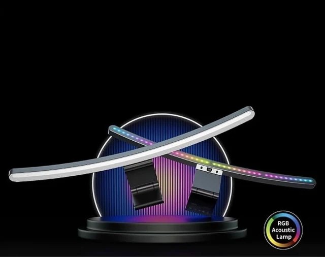 Alt view image 4 of 7 - Computer Curved Screen Mount Lamp RGB Sound Pickup Anti Blue Light Computer Eye Light (D010Pro Curved Screen/mini Remote Control)