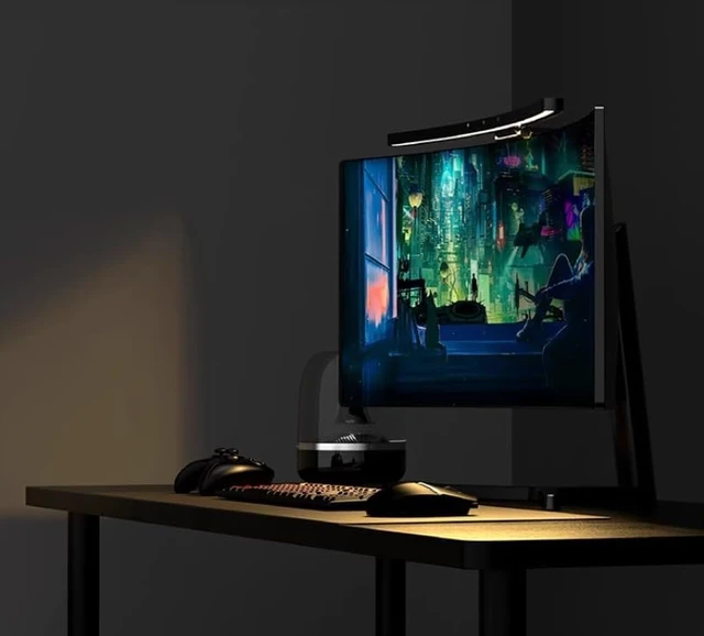 Alt view image 6 of 7 - Computer Curved Screen Mount Lamp RGB Sound Pickup Anti Blue Light Computer Eye Light (D010Pro Curved Screen/mini Remote Control)