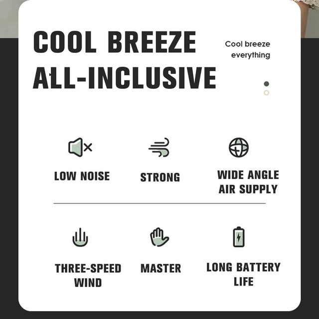Alt view image 7 of 7 - Standing Fan 3 Speed Settings Mini Fan, USB Rechargeable Clip-on Fan, Bladeless Cooling Fan, 360° Air Supply Handheld Fan Quiet