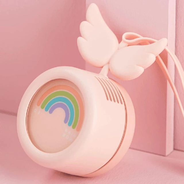Alt view image 2 of 7 - Portable Personal Fan Mini Outdoor Fan Usb Personal Fan Portable Cooling Fan Hand Held Fan Neckband Fan Mini Handheld Fan Mini Cool Fan Usb Mini Fan Household Gift Pink (Pink 6.5X6.5X4.7CM)