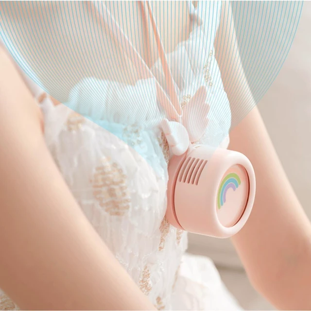 Alt view image 4 of 7 - Portable Personal Fan Mini Outdoor Fan Usb Personal Fan Portable Cooling Fan Hand Held Fan Neckband Fan Mini Handheld Fan Mini Cool Fan Usb Mini Fan Household Gift Pink (Pink 6.5X6.5X4.7CM)