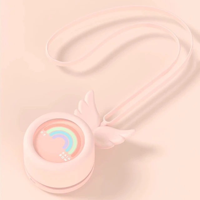 Alt view image 5 of 7 - Portable Personal Fan Mini Outdoor Fan Usb Personal Fan Portable Cooling Fan Hand Held Fan Neckband Fan Mini Handheld Fan Mini Cool Fan Usb Mini Fan Household Gift Pink (Pink 6.5X6.5X4.7CM)