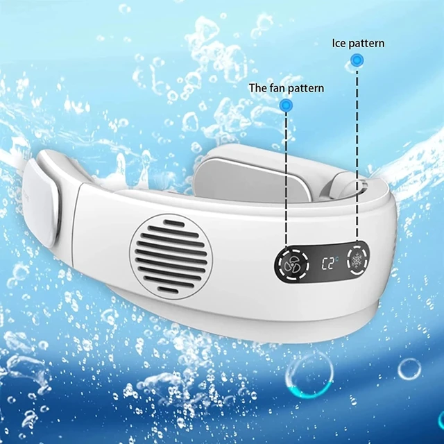Alt view image 4 of 6 - Rechargeable Personal Fan for Neck, USB Wearable Fan for Outdoor, Home, Office, with Neck Brace and 2 Cooling Plate,White (Blue)